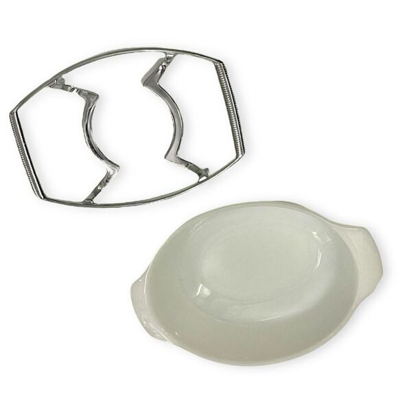 Vintage Anchor Hocking FireKing Corningware Casserole Saucepan Cradle 2 Piece - Picture 6 of 16